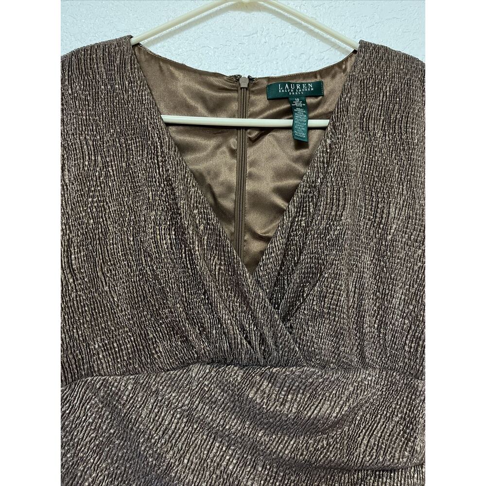 Ralph Lauren Bronze Metallic Ruched Midi Dress - Picture 2 of 4